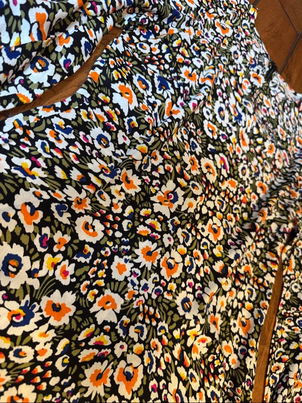 Boden Long-Sleeve Floral Dress — Black, White, Orange, Blue, Pink - Picture 3 of 6